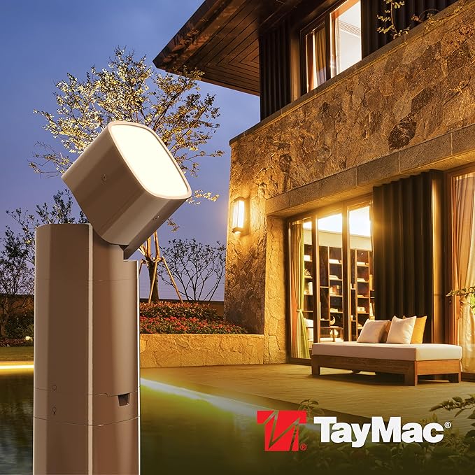 TayMac Bronze Spotlight Slide Cover PPSLZ for ParkPost Outdoor Power Enclosure (Required) 2000-Lumen 2700K Polycarbonate Post Cap Light for Garden Decor Seamless Spot Lighting Accessory