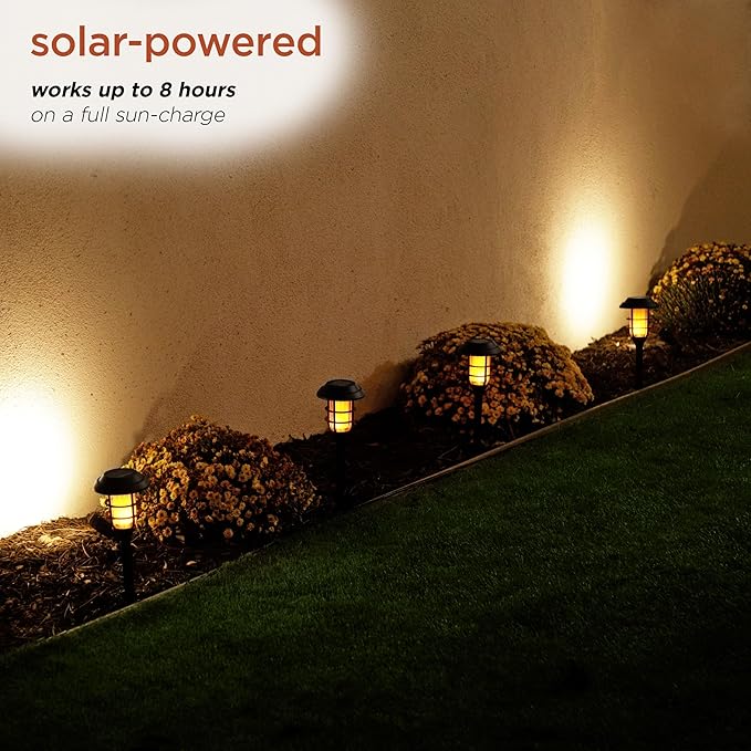 Alpine Corporation 17 Tall Outdoor Solar Powered Pathway LED Torch Light Stakes (Set of 6)