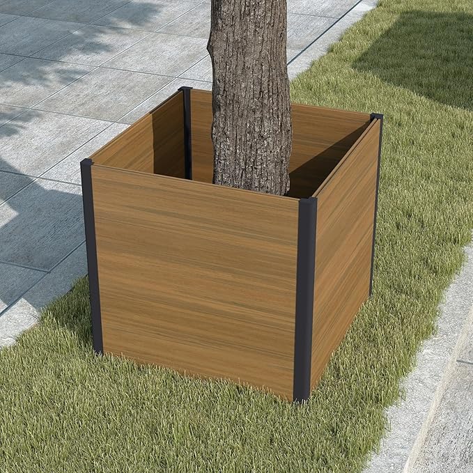 mondaria Modular Raised Garden Bed 2.6x2.6x2.5Ft Outdoor Rot-Resistant Planter Box Wood Plastic Composite DIY Combination Flower Bed Kit for Vegetables Herb (Brown)