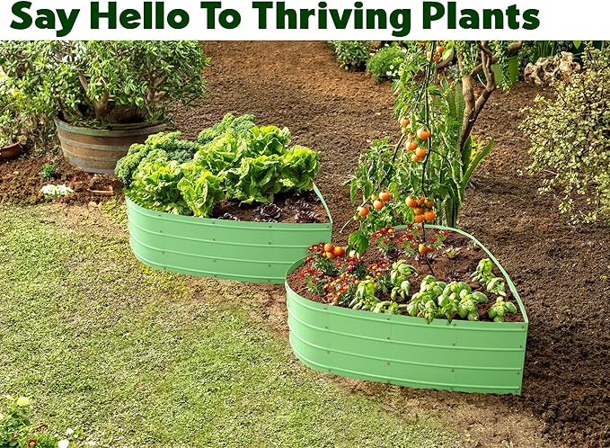 Plant &amp Plot Galvanized Raised Garden Beds Outdoor // Planter Raised Beds for Gardening Vegetables Flowers // Large Metal Garden Box (Light Green) // Tool-Free Assembly