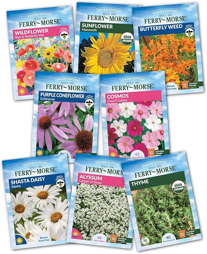 Ferry-Morse Wildflower Seed Bundle - Attracts Pollinators Non-GMO - 8 Pack
