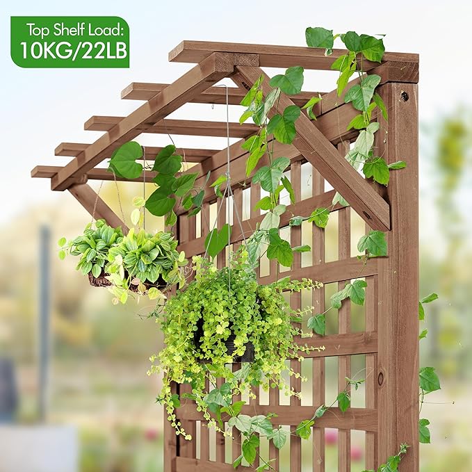 Yaheetech 72 H Garden Planter with Trellis for Vine Climbing Horticultural Plants Outdoor Raised Box with Drainage Holes Raised Garden Bed for Flowers Dark Brown 2pcs