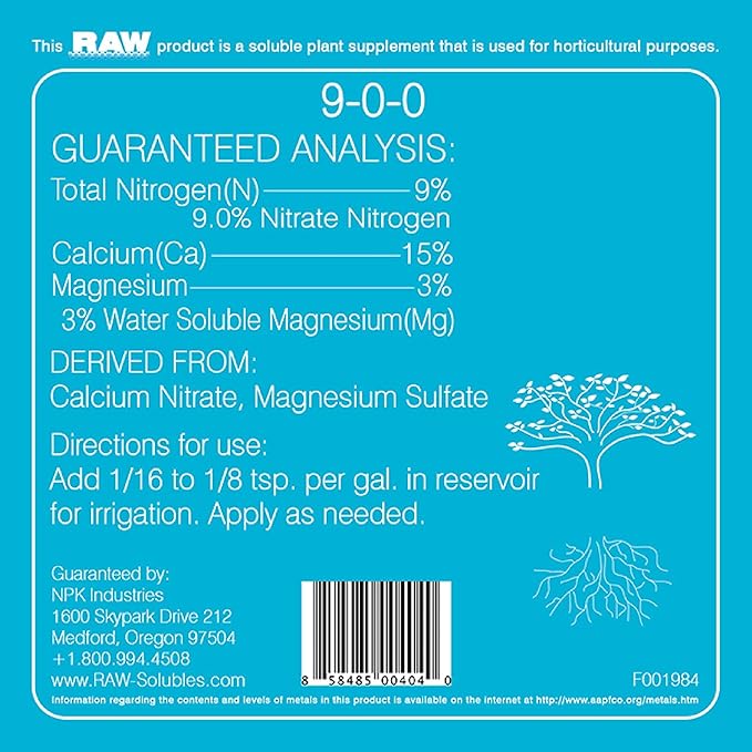 RAW Calcium/Mag 8oz - Essential Combo for Plant Health - Boosts Cell Strength and Nutrient Uptake