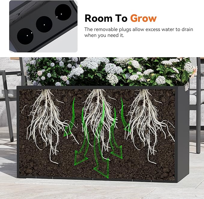 Modern Shade Metal Planter Box with Trellis Privacy Screen 4x6 FT Large Raised Garden Bed Multi-Functional Privacy Screen Outdoor with Drainage Holes for Climbing Plants Summit Horizon