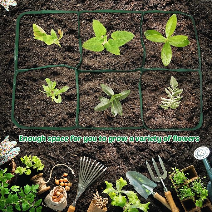 Gerrii 6 Pack 35 Gallon Fabric Raised Garden Beds Rectangle Garden Planting Bed with 6 Divided Grids Drainage Holes 4 Pcs Warehouse Gloves for Vegetables Flowers Tomatoes Herb(Polypropylene Cotton)