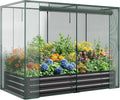Galvanized Raised Garden Bed with Crop Cage Plant Protection Net Tent Kit for Garden Plant 71x35.4x 59 Plants Protection Tent Cage Metal Planter Box Bottomless Planting Vegetables Outdoor