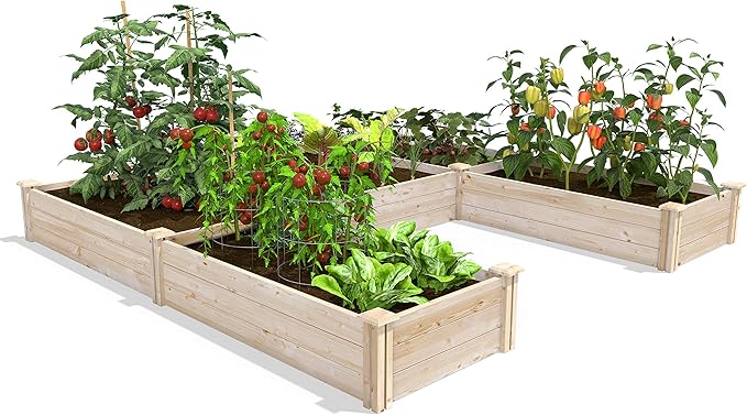 Greenes Fence Original Pine Raised Garden Bed 8' x 8' x 10.5 U-Shaped Bed - Made in USA with American Pine