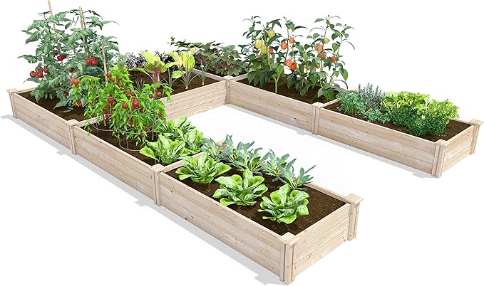 Greenes Fence Original Pine Raised Garden Bed 8' x 12' x 10.5 U-Shaped Bed - Made in USA with American Pine