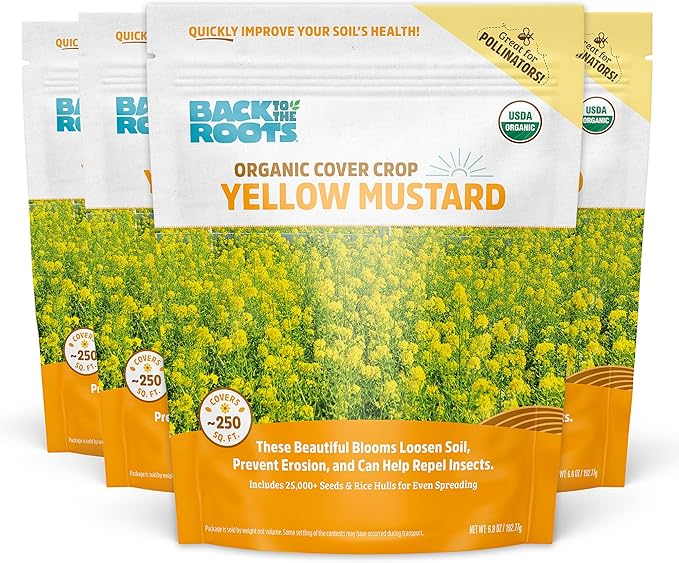 Back to The Roots 100% Organic Yelow Mustard Cover Crop Seeds Covers ~1000 sq. ft.
