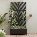 Casaphoria Metal Raised Garden Bed with Trellis and Wheels 72x35x16 Planter Box for Climbing Plants Vegetables &amp Vines Features Drainage Holes and Privacy Screen Black-Parallel