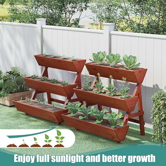 Raised Garden Bed 3 Tier Vertical Garden Planter for Indoor &amp Outdoor Raised Planter Box with Legs Garden Planter Box for Flowers/Vegetables/Plants