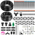 240FT DIY Automatic Drip Irrigation System Kits for Garden Plant Watering Misting System for Greenhouse Patio Lawn with Adjustable Drip Emitters 5/16 and 1/4 Irrigation Tubing Connectors Fittings