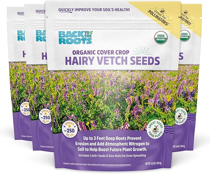 Back to The Roots 100% Organic Hairy Vetch Cover Crop Seeds Covers ~1000 sq. ft.