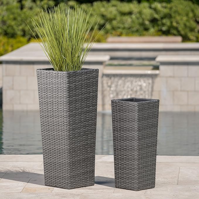 Rattan Flower Pot Grey