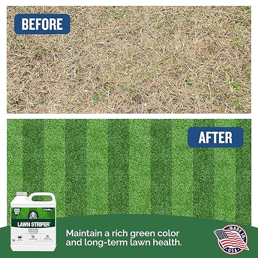Turf Titan Lawn Striper 1 Gallon- Iron &amp Nitrogen Fertilizer to Promote Dark-Green Stripe-Defined Turfs - Kids &amp Pet Safe Natural Lawn Fertilizer - Green Grass Fertilizer - Covers up to 320