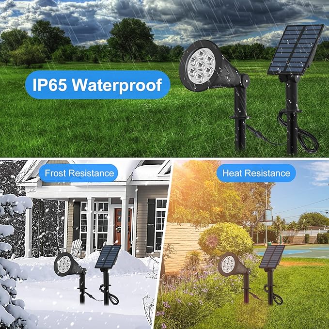 T-SUNUS Solar Color Landscape Spotlights IP65 Waterproof Solar Powered Spot Light Wall Lights Outdoor Solar Landscaping Light for Yard Garden Driveway Porch Walkway Pool Patio