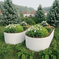 IDEALHOUSE 2 Pcs Galvanized Raised Garden Bed Outdoor 8x4x2Ft Oval Planter Garden BoxesLarge Metal Vegetable Plant Container Kit for Gardening VegetablesFruitsFlowers(Green)