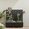 Casaphoria Metal Raised Garden Bed with Trellis and Wheels 47x47x16 Planter Box for Climbing Plants Vegetables &amp Vines Features Drainage Holes and Privacy Screen (Black-Square)