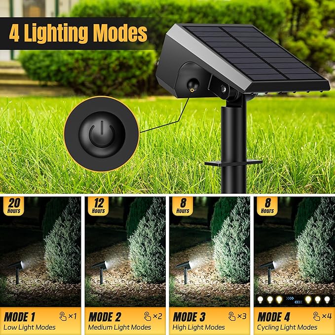 Solar Spot Lights Outdoor [6 pack/118 LED] 4 Modes Auto On/Off Solar Landscape Spotlights Ip67 Waterproof Solor Powered Pathway Lights for Outside Yard Garden Walkway Tree Patio (Cool White)