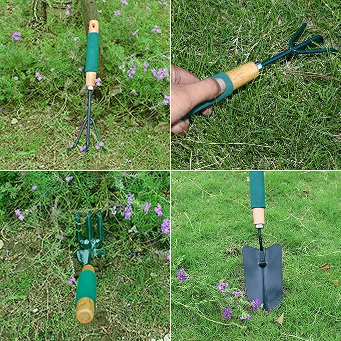 Garden Tool Set 6-Piece Lightweight Gardening kit with Soft Rubber Anti-Skid Ergonomic Handle Gardening Hand Tools
