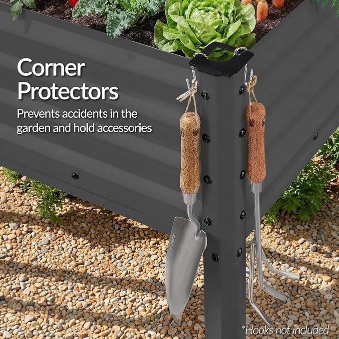 Best Choice Products 48x24x30in Galvanized Raised Garden Bed Metal Elevated Planter Box Vegetable Garden for Backyard Patio Balcony - Charcoal
