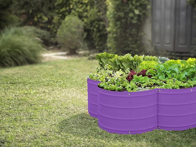 Plant &amp Plot Galvanized Raised Garden Beds Outdoor // 3×3×1 ft Planter Raised Beds for Gardening Vegetables Flowers // Large Metal Garden Box (Purple) // Patented Tool-Free Design