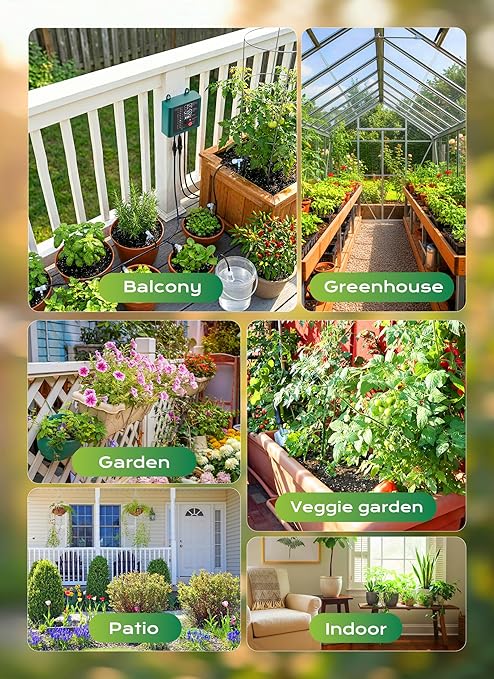 Solar Drip Irrigation System with USB Charging Indoor Outdoor Plant Watering Devices for 15 Potted Plants Automatic Watering System IP44 Waterproof 2200mAh for Garden Farm Greenhouse(Green)