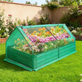 Portable Raised Garden Bed with Mini Greenhouse 6 x 3 x 1 FT Galvanized Metal Planter Box with 2 Roll-up Zipper Windows PE Cover for Ventilation Small Greenhouse for Outside Flower Herb Garden