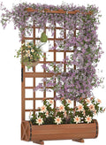 GarveeLife 67 h Raised Garden Bed with Trellis &amp Roof - Wooden Planter Box with Drainage Freestanding Outdoor Garden Box for Climbing Vines Vegetables Flowers - Perfect for Yard Patio Balcon