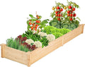 Idzo Raised Garden Bed Durable Garden Box with Wax Oil Coated 96 Inches Wood Planter with Non-Woven Lining Prevents Soil Moist One Divider Box Make Organizing Your Plant Crops Easier