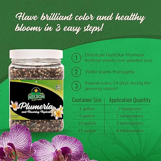Nelson Plumeria and All Flowering Tropicals Food Ferns Orchids Lilys In Ground Container Patio Grown Granular Fertilizer NutriStar 5-30-5 (15 LB)