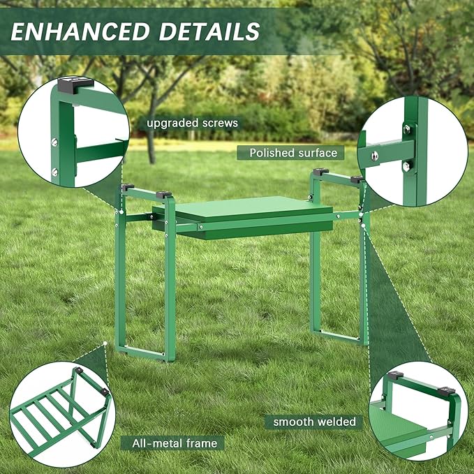 FLINTER Garden Kneeler and Seat 10.2 Wider Heavy Duty Thick Gardening Bench for Kneeling and Seat - Multifunctional Kneeler Bench Gardening Gifts for Women Seniors Grandparents Green