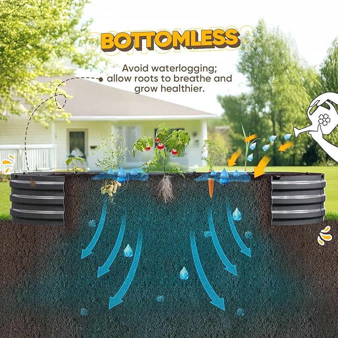 KING BIRD Raised Garden Bed Kit 2025 Upgraded Quick-Setup Galvanized Planter Garden Box Outdoor for Gardening Vegetables Flowers 94x36x12 in Dark Grey
