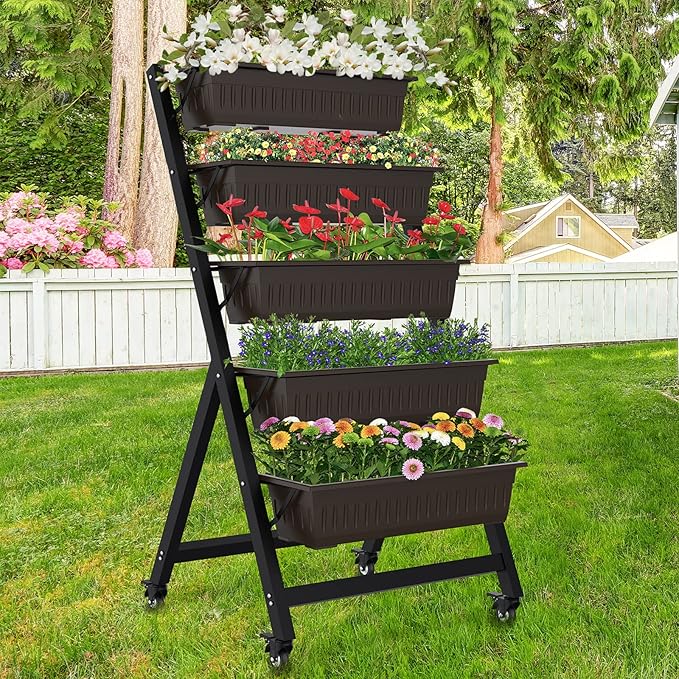 G TALECO GEAR Vertical Garden Planter Vertical Raised Garden Bed Planter Box with 5 Container Boxes Grow Your Herb Vegetables Flowers Indoor and Outdoor (5-Tier)