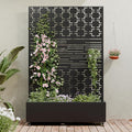 Casaphoria Metal Raised Garden Bed with Trellis and Wheels 72x47x16 Planter Box for Climbing Plants Vegetables &amp Vines Features Drainage Holes and Privacy Screen Black(Square&ampShine)