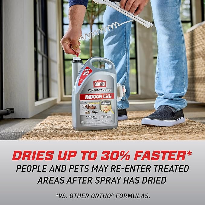 Ortho Home Defense Max Indoor Insect Barrier with Extended Reach Comfort Wand - Ready-To-Use Home Bug Spray Kills Ants Roaches Spiders Fleas and Ticks 1 gal.
