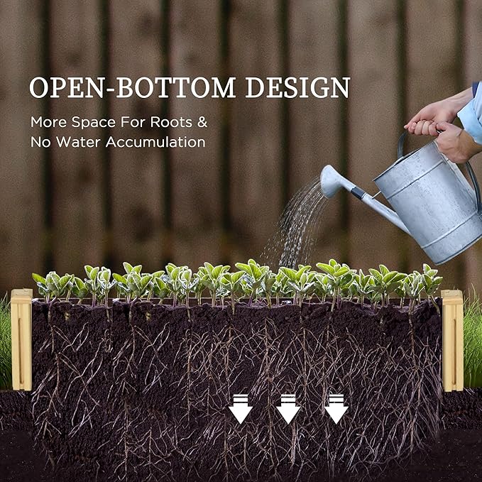 Outsunny Raised Garden Bed with Trellis and 2 Compartments 43 Inch Wooden Planter Box Kit for Outdoor Plants Vegetables Flowers Herbs Climbing Easy Assembly Natural Tone