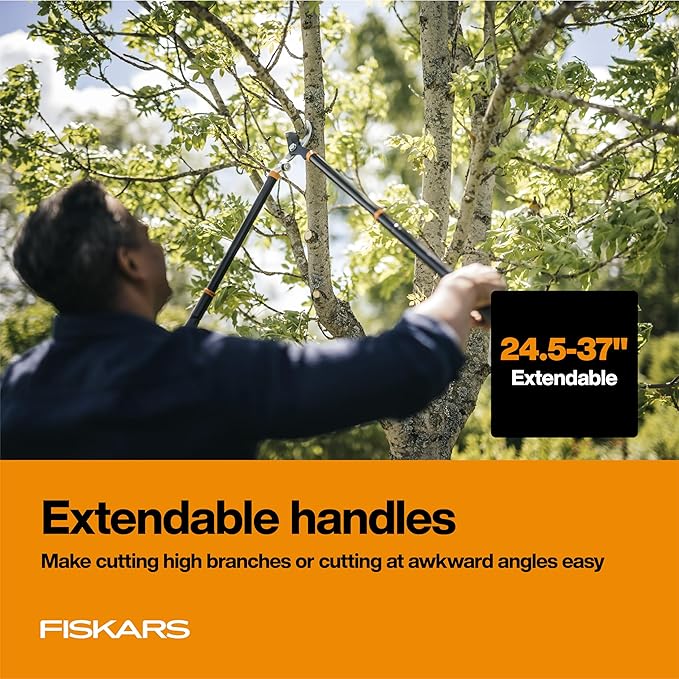 Fiskars Loppers for Tree Trimming Heavy Duty with Extendable Handle (24.5-37 Range) Sharp Bypass Steel Blade Tree Branch Cutter up to 1.5-Inch Diameter Cut Capacity