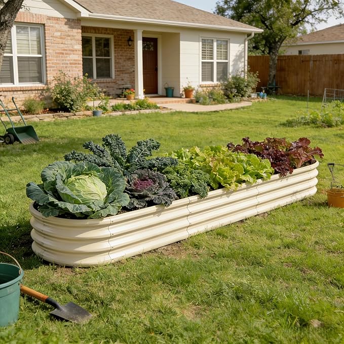 4-Pack Galvanized Raised Garden Bed 8x4x1 | 10x2x1 ft 12 Tall Metal Planter Box for Outdoor Plants Modular Raised Flower Bed Rust Resistant Coating Long Planter for Vegetable-Brooklyn Grey