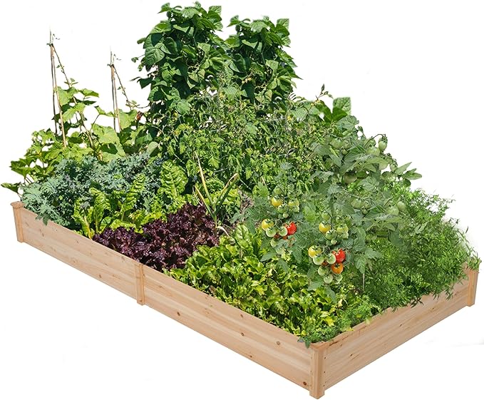 Yaheetech 8×4ft Wooden Horticulture Raised Garden Bed Divisible Elevated Planting Planter Box for Flowers/Vegetables/Herbs in Backyard/Patio Outdoor Natural Wood 93 x 48 x 10in