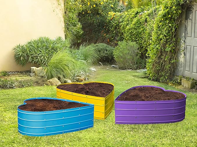 Plant &amp Plot Galvanized Raised Garden Beds Outdoor // Planter Raised Beds for Gardening Vegetables Flowers // Large Metal Garden Box (Teal) // Tool-Free Assembly