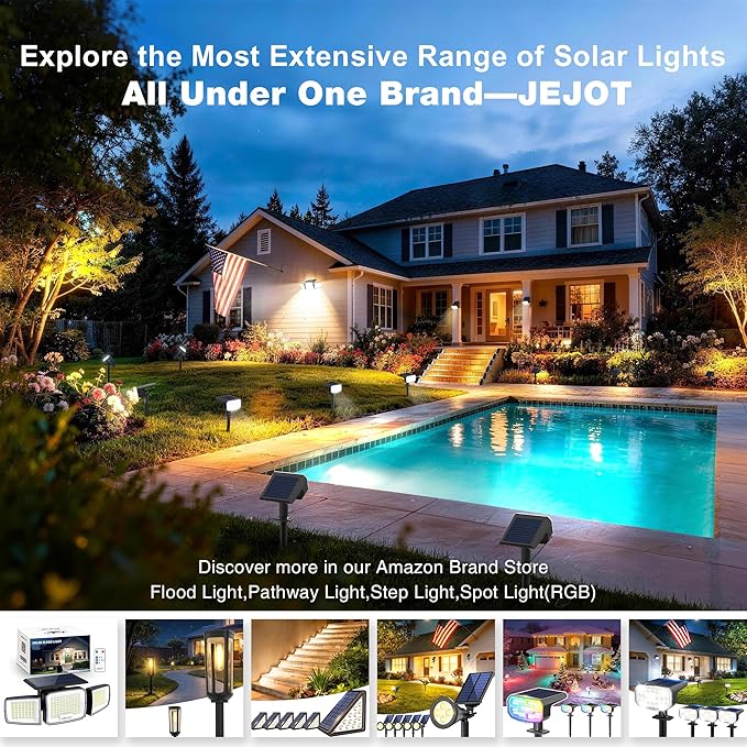 Solar Lights Outdoor Waterproof IP65Auto On/Off 2700K 2 Lighting Modes Super Bright LED Solar Powered Yard Garden Solar Spot Lights for Outside Landscape -8 Pack