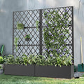 Casaphoria 72x35 Metal Raised Garden Bed with Trellis(2 Pack) Outdoor Planter Box with Wheels &amp Drainage Holes for Climbing Plants Flowers Elevated Garden Kit with Privacy Screen Black-Laure
