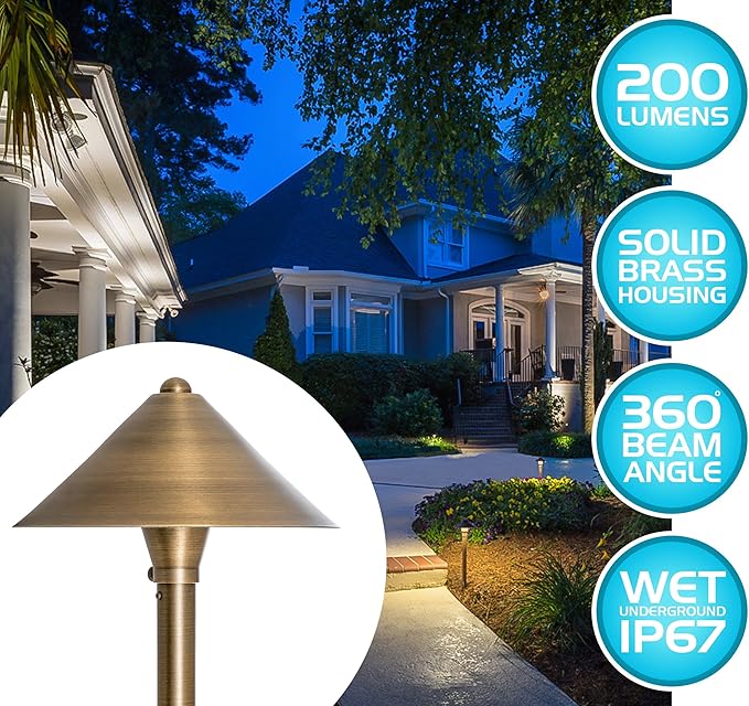 Westgate Lighting LED Landscape Lighting- Built-in Integrated LED Outdoor Light - Landscape Lighting- Integrated SMD LED Tower Clear Glass Lens (1 7-7/8 Diameter of Shade)
