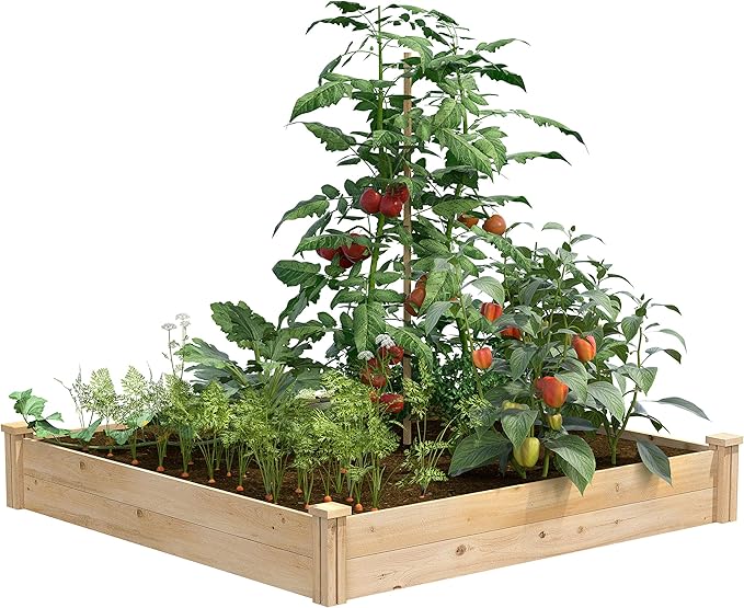 Greenes Fence Classic Cedar Raised Garden Bed 4' x 4' x 7 (1/2 Thick) - Made in USA with North American Cedar