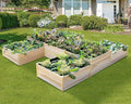 AMERLIFE Raised Garden Bed – 12x12x2 ft H-Shaped Wooden Planter Box 180 Cu. Ft Capacity Double-Layer Design for Outdoor Patio Yard and Garden Use