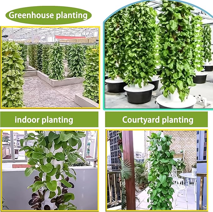 Hydroponic Growing System 45 Holes Indoor Garden Tower for Herbs Vegetables Fruits LettuceSoil-Free Smart Gardening Kit (Space-Saving Design)