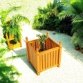 Wood Outdoor Square Wooden Flower and Herb Pot for Garden Porch and Patio Outside Plant and Vegetable ContainerPlanterTeak
