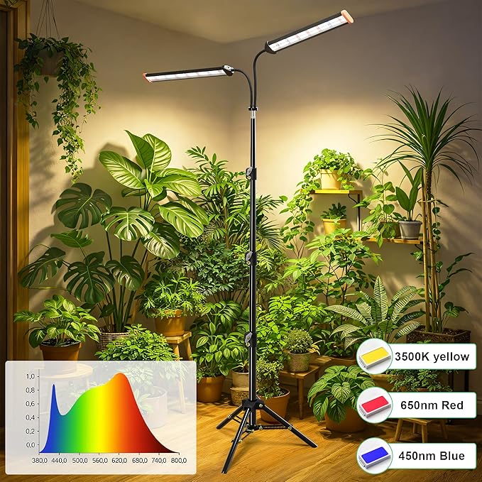 Grow Light with Stand for Indoor Plants3500K Warm White Plant Light with Red Blue LEDs for Indoor Tall Large Plants GrowingDimmable &amp Auto TimerHeight Adjustable 17-61