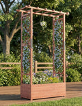 Wooden Raised Garden Bed with Arch Trellis 43 w Garden Arbor with Planter Box for Climbing Plants Roses Vines Vertical Garden Bed for Backyard Entrance &amp Patio Decoration